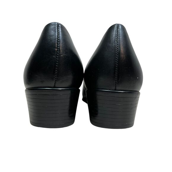 Munro American Womens Pumps Black Leather Low Block Heel Slip On Size 10N - Picture 5 of 9